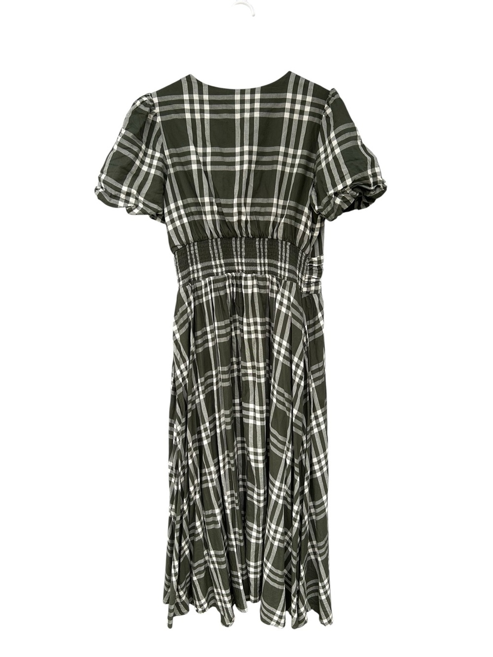 Anthropologie Katerina Button-Front Plaid Puff-Sleeve Midi Dress L - 100% Cotton - Picture 7 of 15